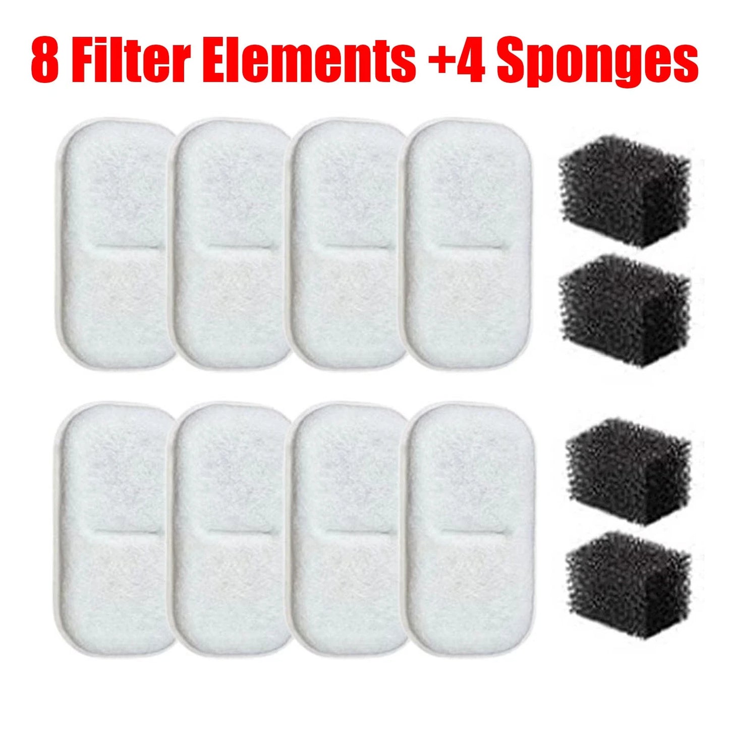 8 FILTERS + 4 SPONGES ONLY (NO WATER FOUNTAIN)